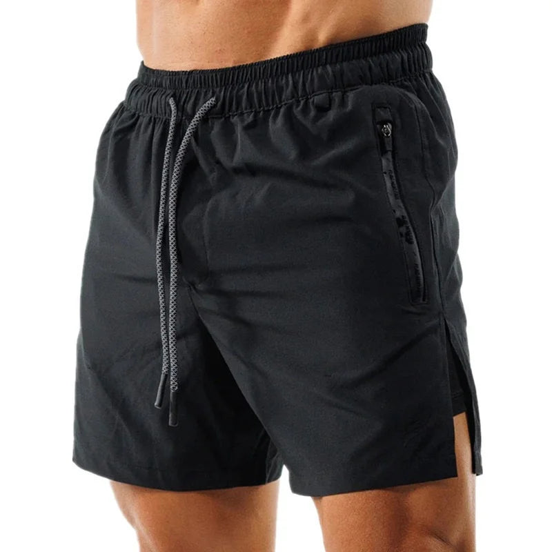 New Summer Casual Trend Men Shorts Quick-drying Sports Shorts Outdoor Running Zipper Pocket Breathable Double-layer Shorts Men