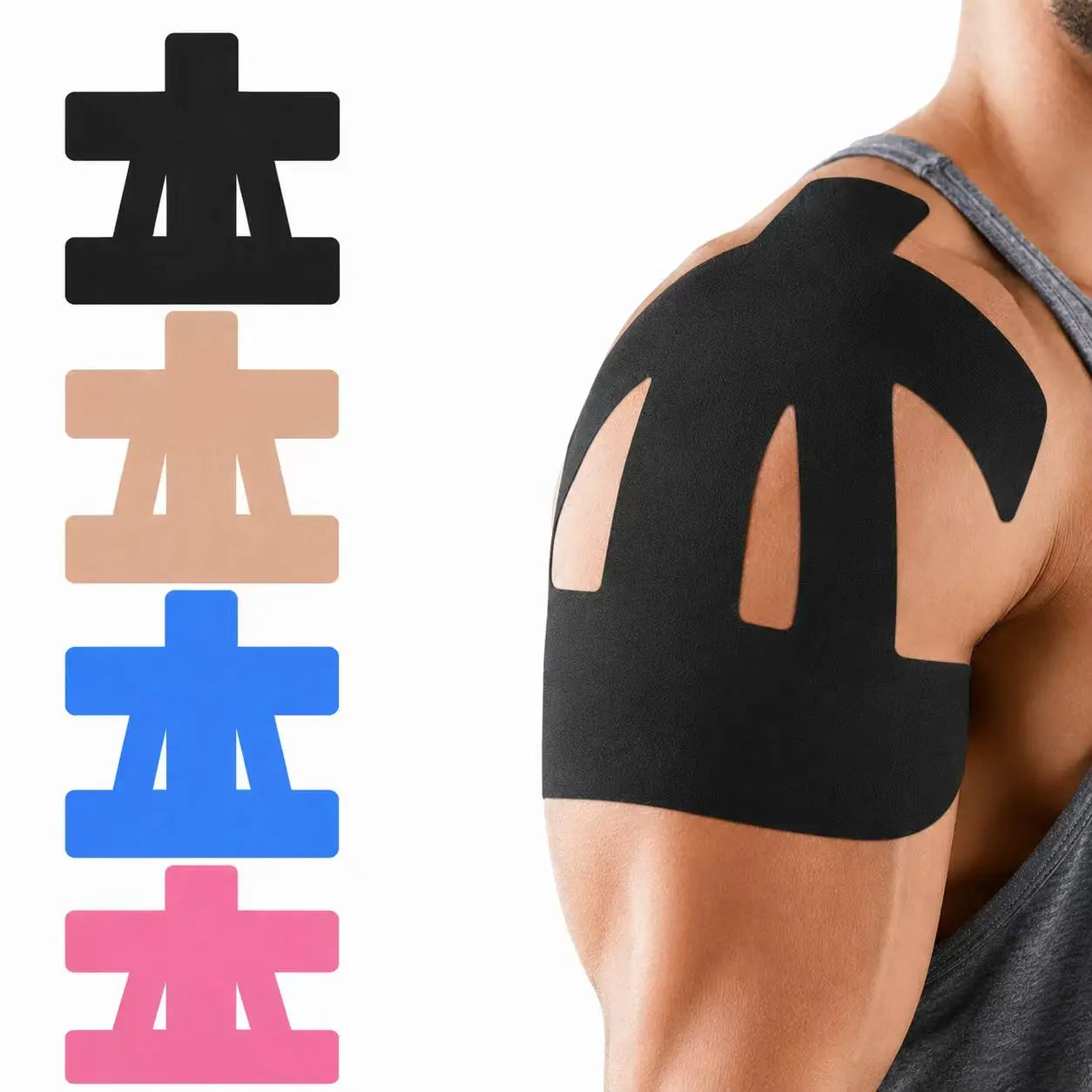 Precut Shoulder Kinesiology Tape for Men & Women – Shoulder Support & Pain Relief for Basketball, Volleyball, Tennis, Baseball, Gym & Sports | Waterproof Breathable Athletic Tape