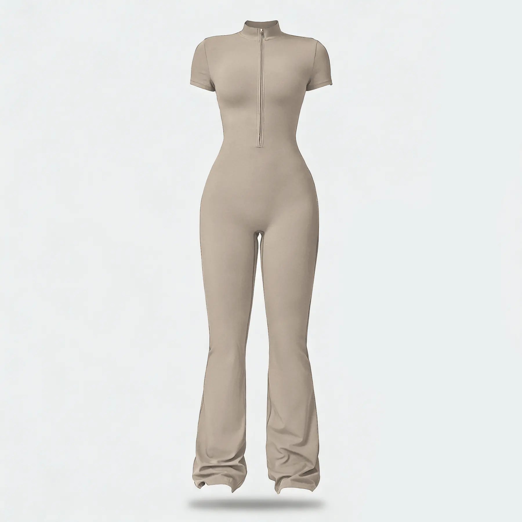 Women'S Summervibes Zip-Front Short-Sleeve Bodysuit, Nylon Blend, Breathable Skin-Friendly Slim-Fit Butt-Lifting Camisole, Ideal for Yoga and Pilates, Bodysuit for Women, Women'S Clothes, Gym Clothes Women Outdoor Fun,Summerwins
