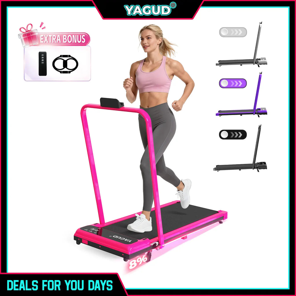 【DEALSFORYOUDAYS】 YAGUD Foldable Adjustable Incline Treadmill, Low Noise Motor Walking Pad, 265Lbs Weight Capacity, Remote Control & Wheels for Easy Mobility, Dual Shock Absorption System Home Gym Equipment, Home Workout Equipment