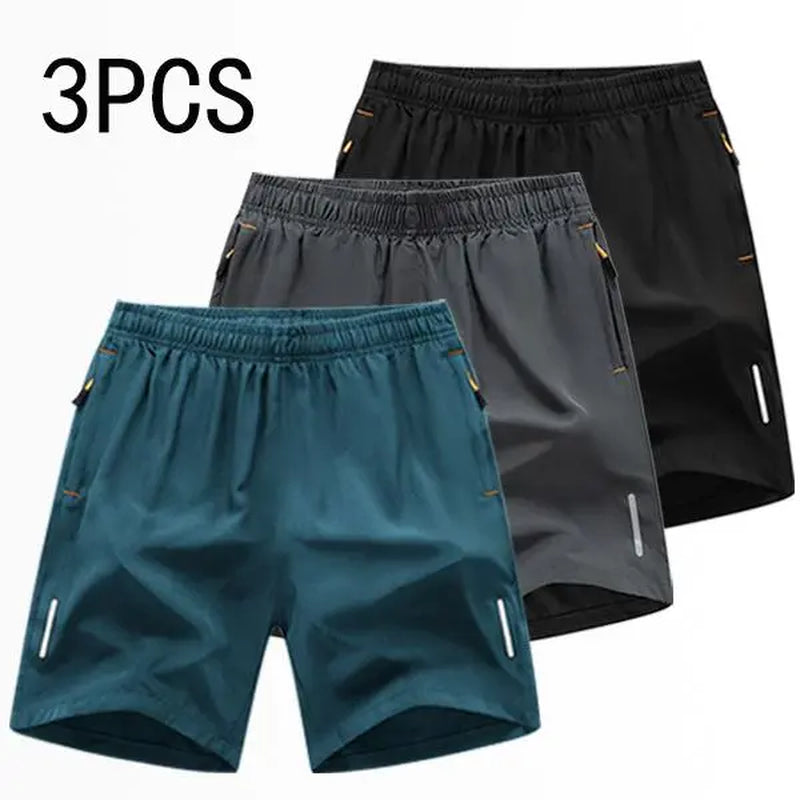 Men’S Athletic Shorts Set,Beach Vacationoutfit Multi-Pack Available in Various Colors Including Gray and Black, Featuring Zippered Pockets That Combine Comfort and Style.,Summerwins