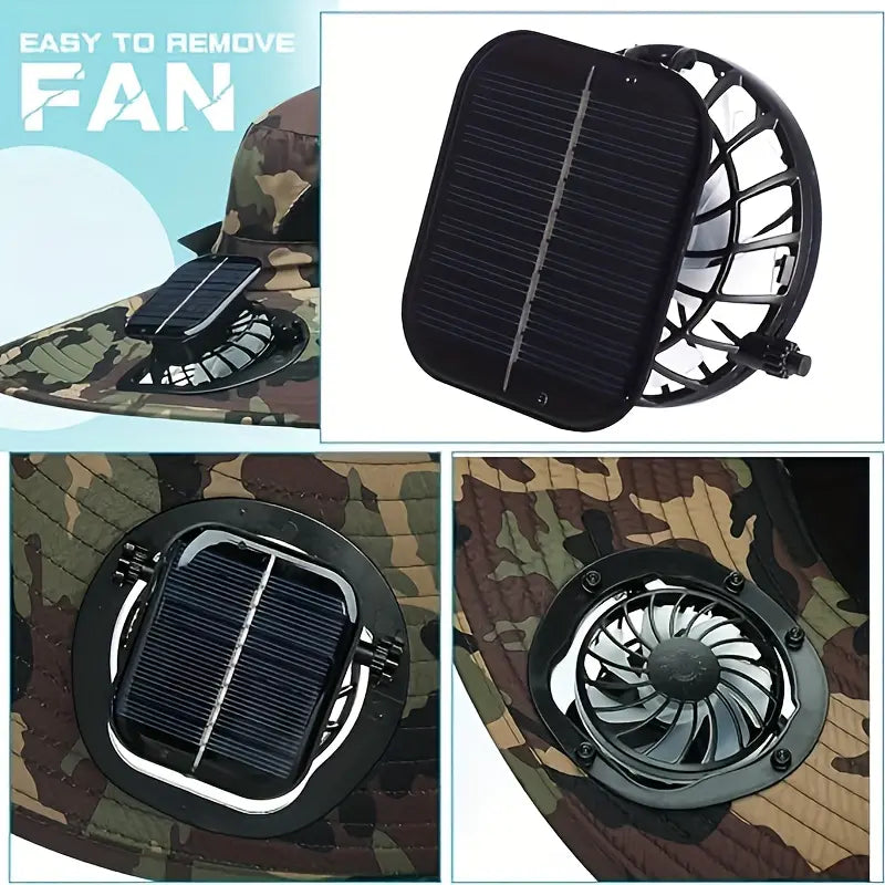 New Solar-Powered Outdoor Cooling Fan Hat — Sun Protection Hat with Solar Fan | Dual-Power Rechargeable Fan | Outdoor Water-Resistant Fan | Ideal for Sporting Events | Unisex Design | Tiktokshopspringglowup Sun Bucket Hat Lightweight Golf Hat