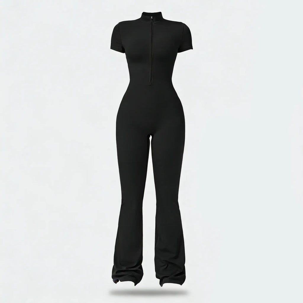 Women'S Summervibes Zip-Front Short-Sleeve Bodysuit, Nylon Blend, Breathable Skin-Friendly Slim-Fit Butt-Lifting Camisole, Ideal for Yoga and Pilates, Bodysuit for Women, Women'S Clothes, Gym Clothes Women Outdoor Fun,Summerwins