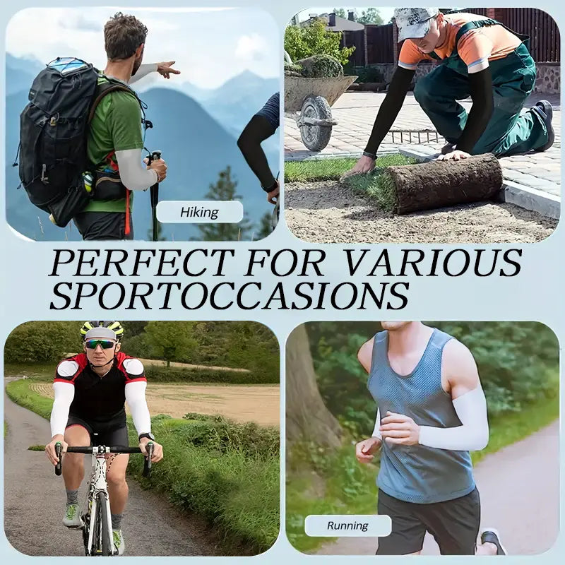 2 Pairs UV Protection Cooling Arm Sleeves for Men & Women UPF 50 Cooling Sports Sleeve Compression Sun Sleeves for Men Women Youth, Tattoo Cover Up