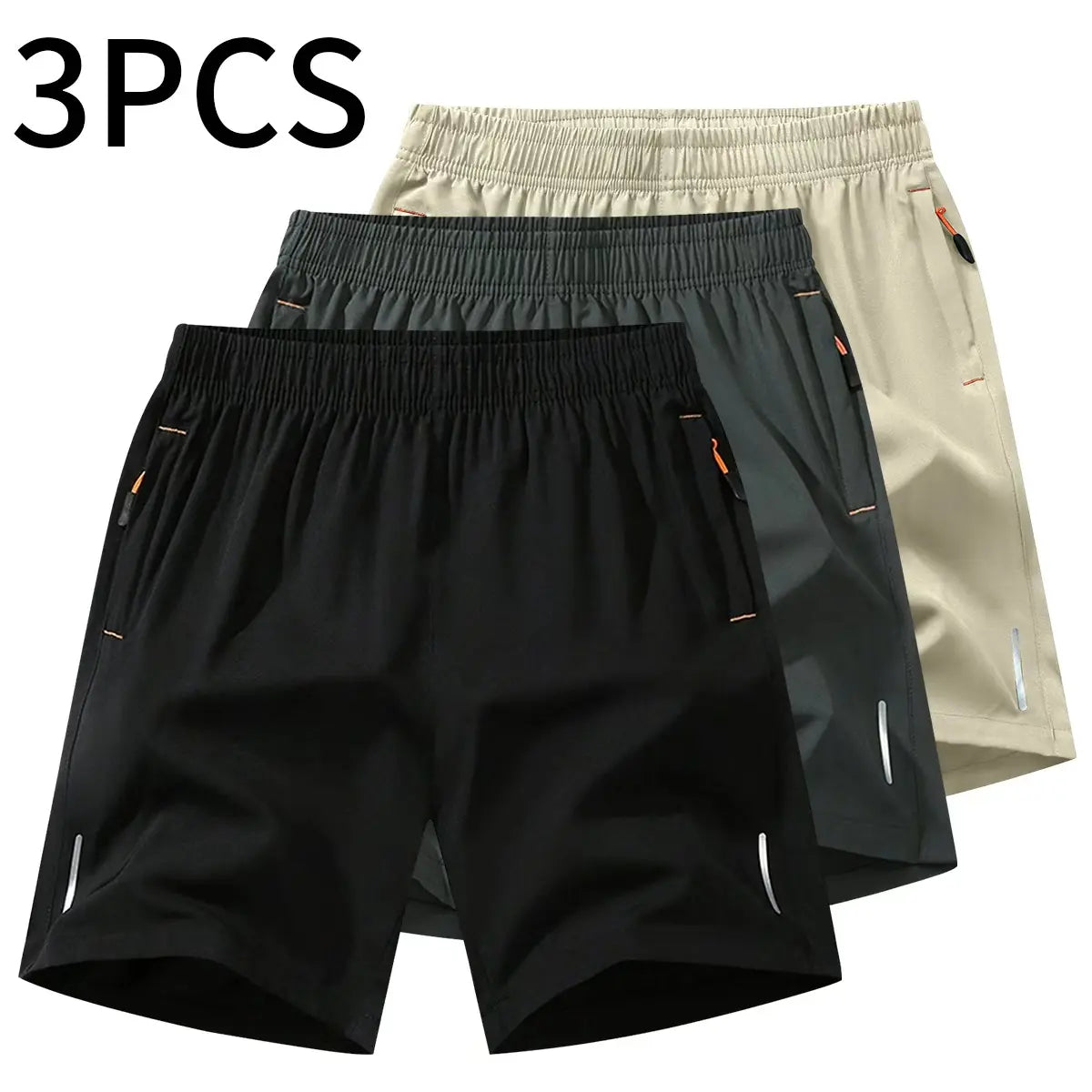 Men’S Athletic Shorts Set,Beach Vacationoutfit Multi-Pack Available in Various Colors Including Gray and Black, Featuring Zippered Pockets That Combine Comfort and Style.,Summerwins