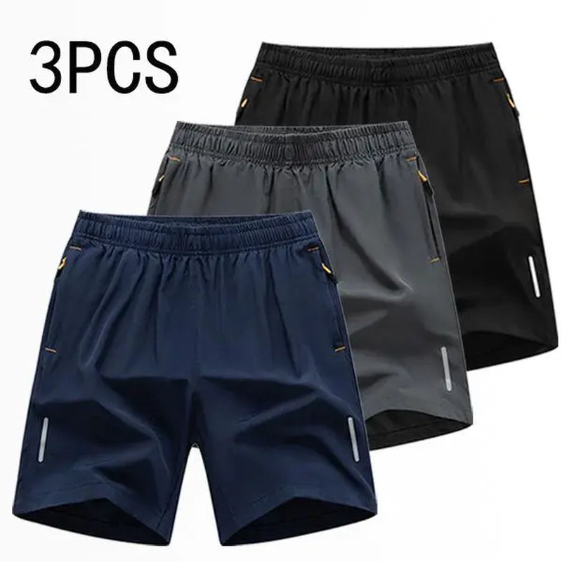Men’S Athletic Shorts Set,Beach Vacationoutfit Multi-Pack Available in Various Colors Including Gray and Black, Featuring Zippered Pockets That Combine Comfort and Style.,Summerwins