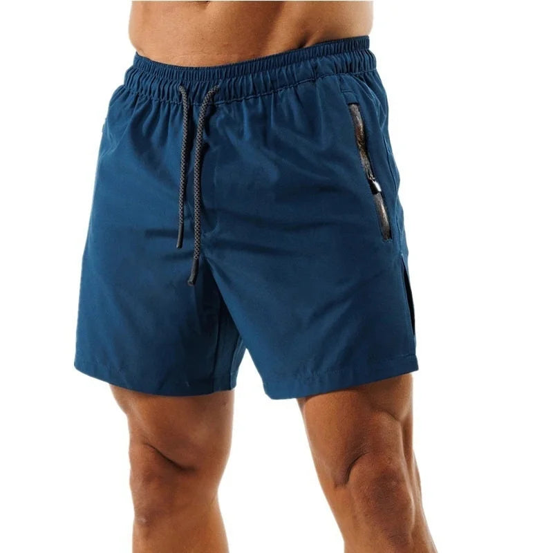 New Summer Casual Trend Men Shorts Quick-drying Sports Shorts Outdoor Running Zipper Pocket Breathable Double-layer Shorts Men