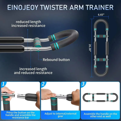 Twister arm Trainer, Adjustable Resistance (60-140 lbs) Chest Workout Equipment,Forearm Power Exercise bar , pectoralis spinalis