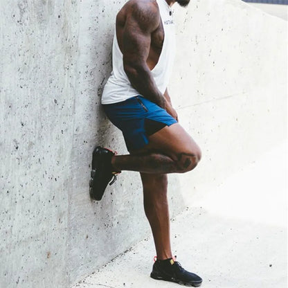 New Summer Casual Trend Men Shorts Quick-drying Sports Shorts Outdoor Running Zipper Pocket Breathable Double-layer Shorts Men