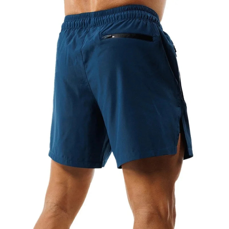 New Summer Casual Trend Men Shorts Quick-drying Sports Shorts Outdoor Running Zipper Pocket Breathable Double-layer Shorts Men