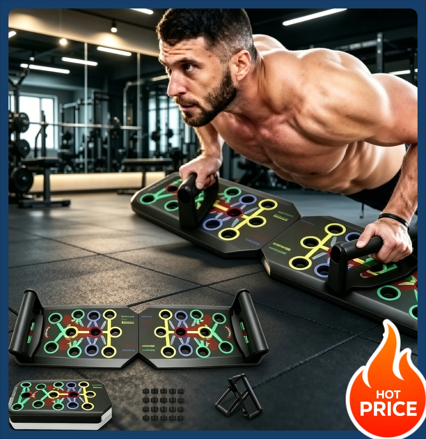 Household Foldable Push Up Rack Multifunctional Muscle Training Board Portable Fitness Exercise Device for Men Women