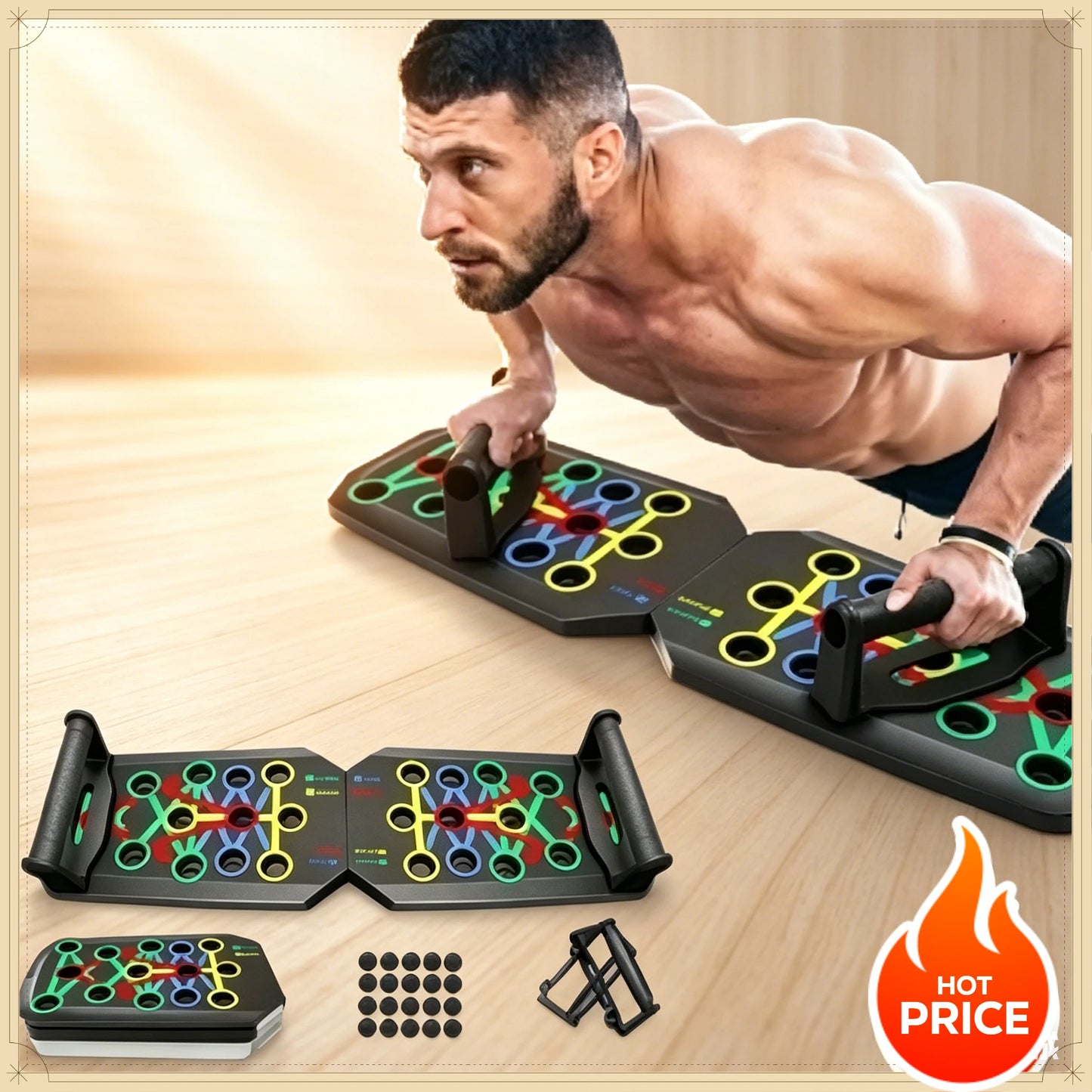 Household Foldable Push Up Rack Multifunctional Muscle Training Board Portable Fitness Exercise Device for Men Women