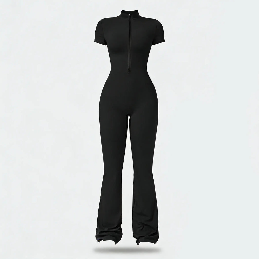 Women'S Summervibes Zip-Front Short-Sleeve Bodysuit, Nylon Blend, Breathable Skin-Friendly Slim-Fit Butt-Lifting Camisole, Ideal for Yoga and Pilates, Bodysuit for Women, Women'S Clothes, Gym Clothes Women Outdoor Fun,Summerwins