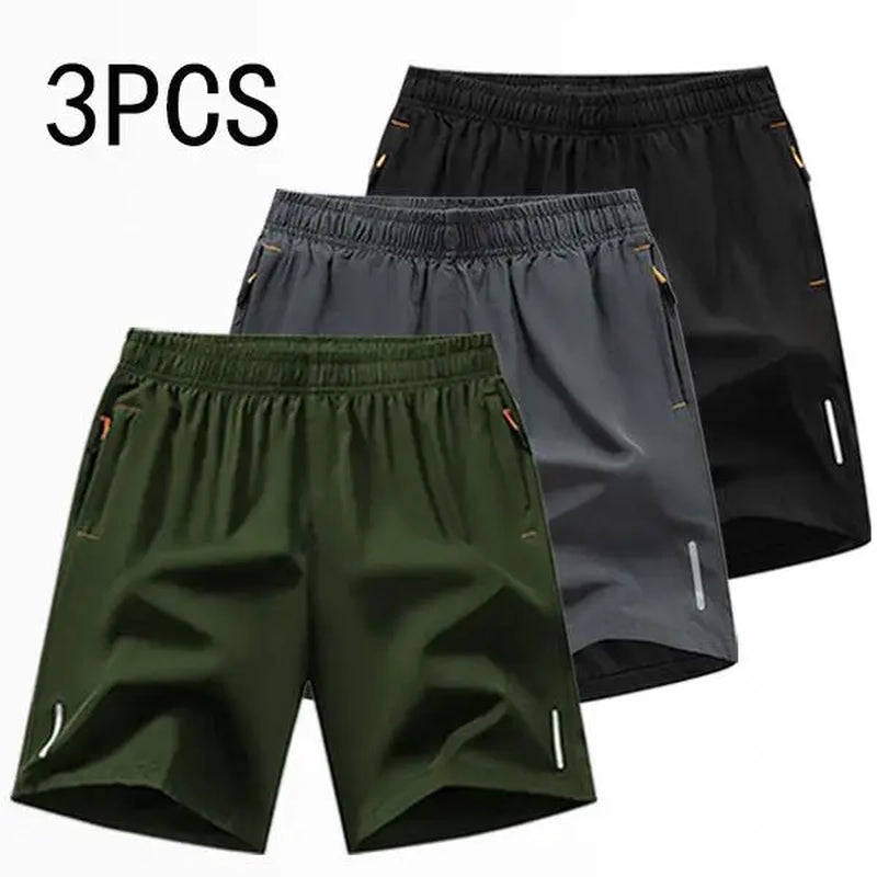 Men’S Athletic Shorts Set,Beach Vacationoutfit Multi-Pack Available in Various Colors Including Gray and Black, Featuring Zippered Pockets That Combine Comfort and Style.,Summerwins