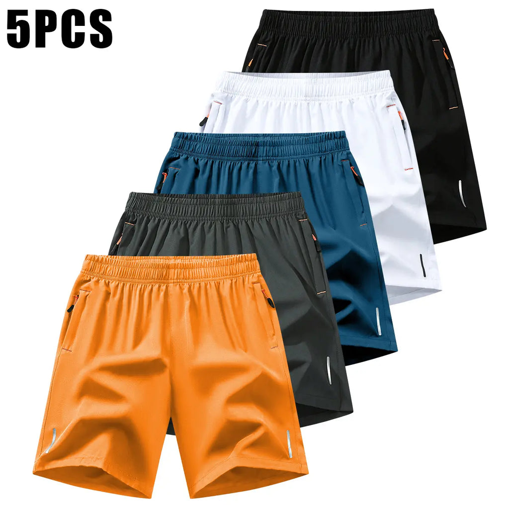 Men’S Athletic Shorts Set,Beach Vacationoutfit Multi-Pack Available in Various Colors Including Gray and Black, Featuring Zippered Pockets That Combine Comfort and Style.,Summerwins