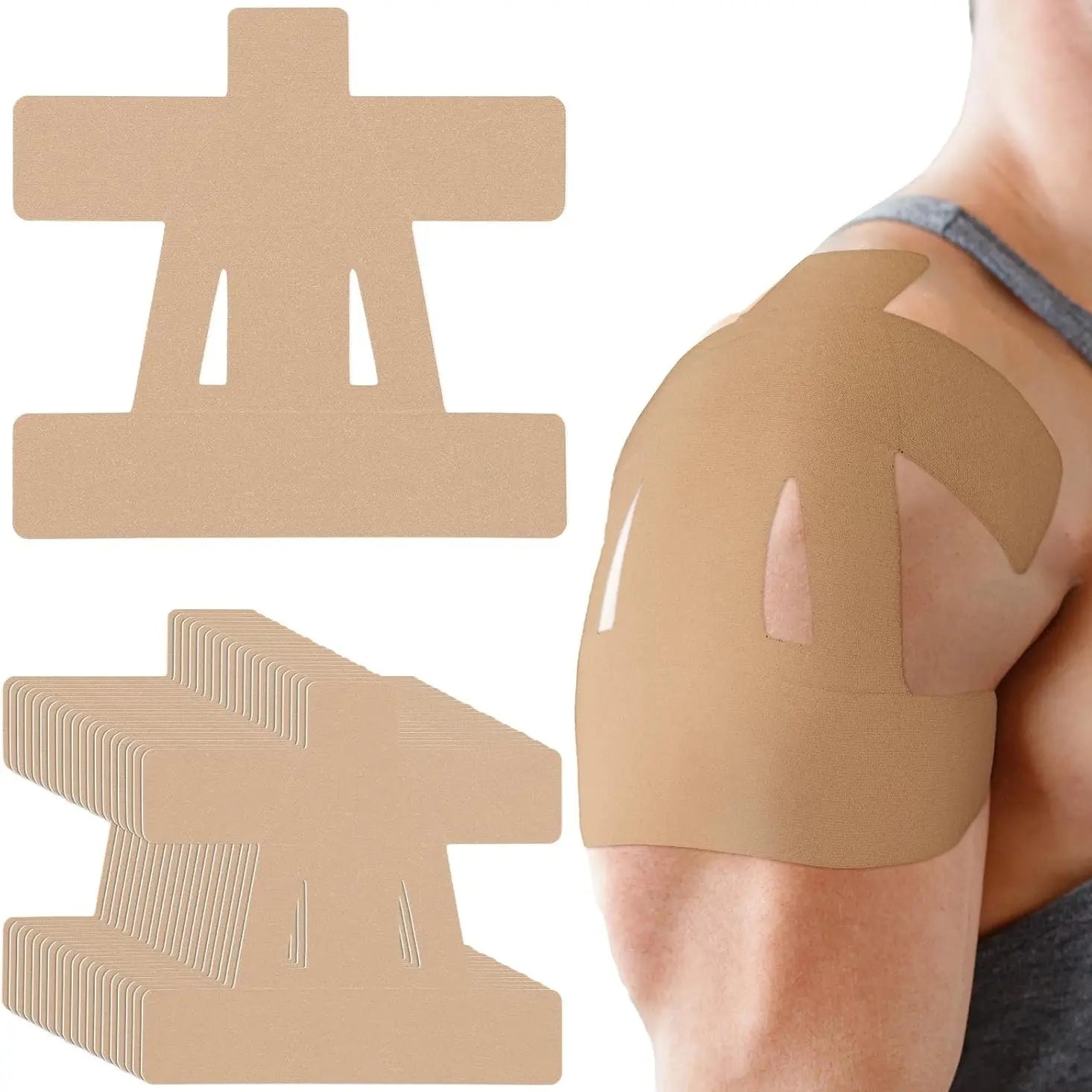 Precut Shoulder Kinesiology Tape for Men & Women – Shoulder Support & Pain Relief for Basketball, Volleyball, Tennis, Baseball, Gym & Sports | Waterproof Breathable Athletic Tape