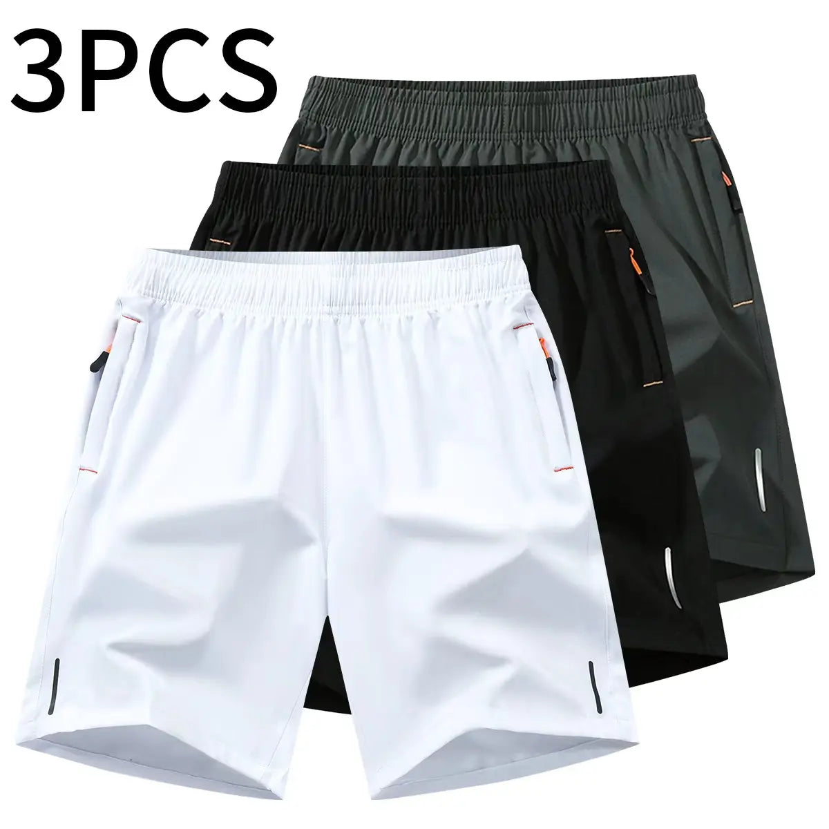 Men’S Athletic Shorts Set,Beach Vacationoutfit Multi-Pack Available in Various Colors Including Gray and Black, Featuring Zippered Pockets That Combine Comfort and Style.,Summerwins
